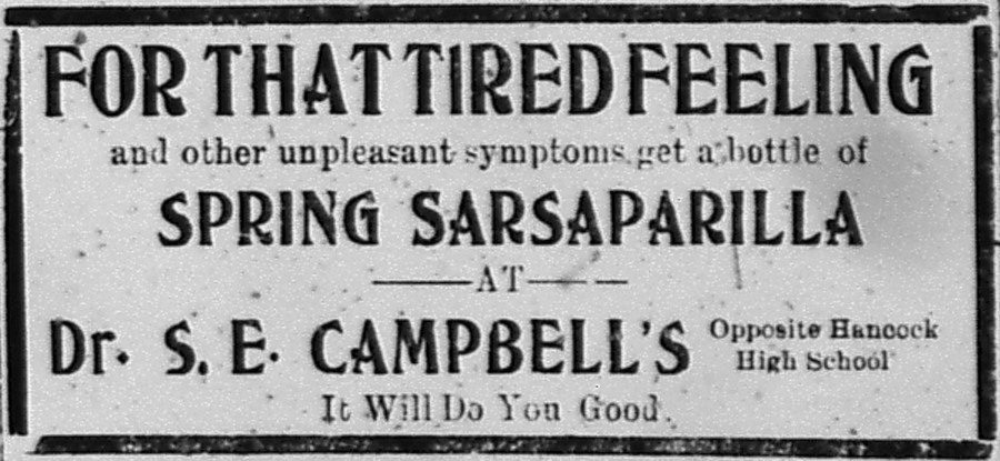 Newspaper ad - <i> Hancock Evening Journal</i>, 21 Apr 1904